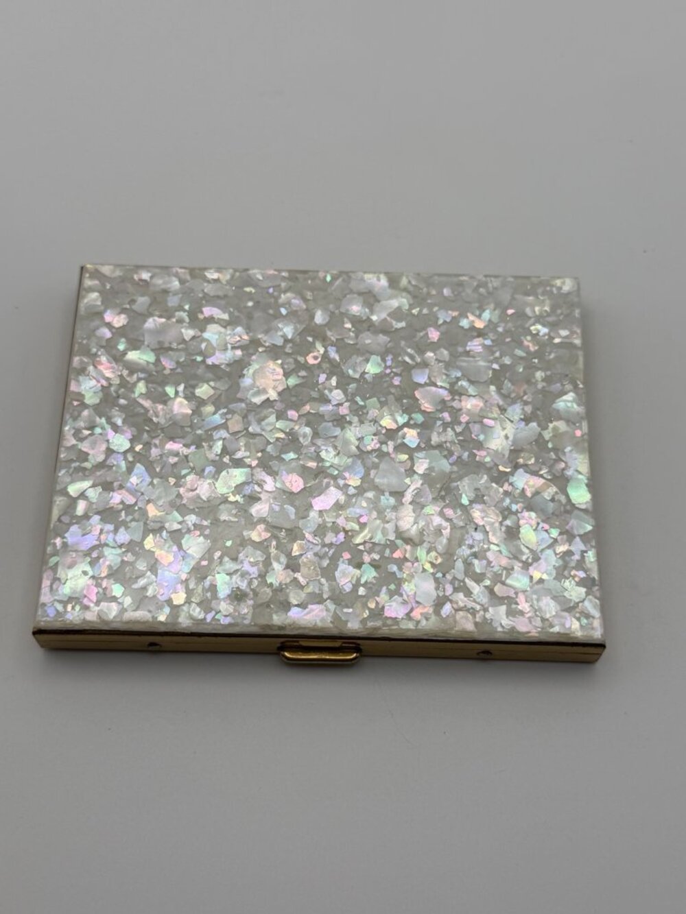 Vintage Confetti Lucite Cigarette Card Case Gold Tone